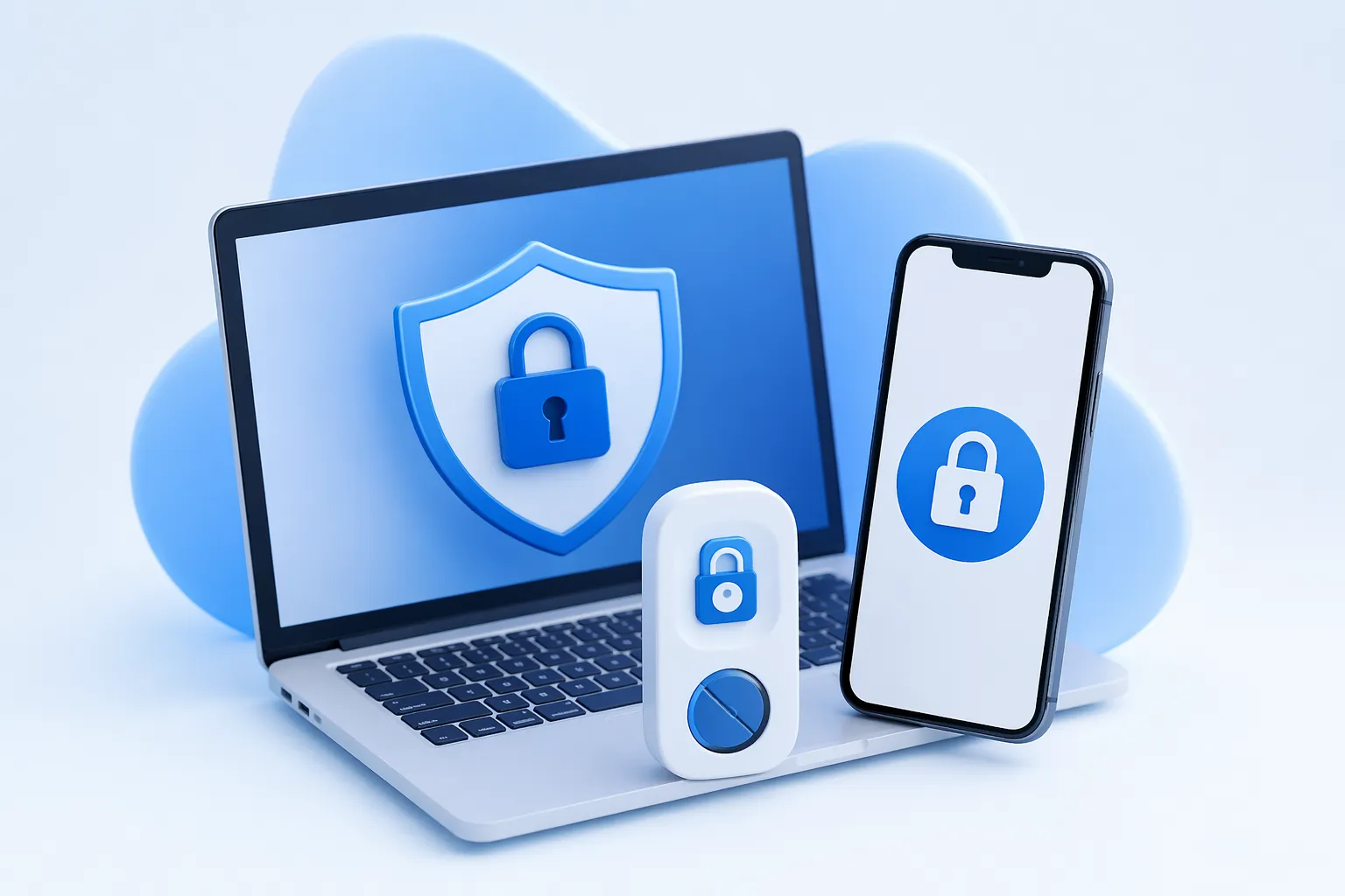 Een moderne, veilige werkomgeving waarin medewerkers inloggen met multifactorauthenticatie.