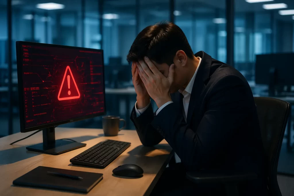 Een gespannen medewerker ontdekt ’s avonds een cyberincident op kantoor en moet snel actie ondernemen.